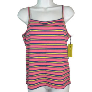 BP WILDFANG Womens Square Neck Nona Striped Tank Pink Blue Size M NWT